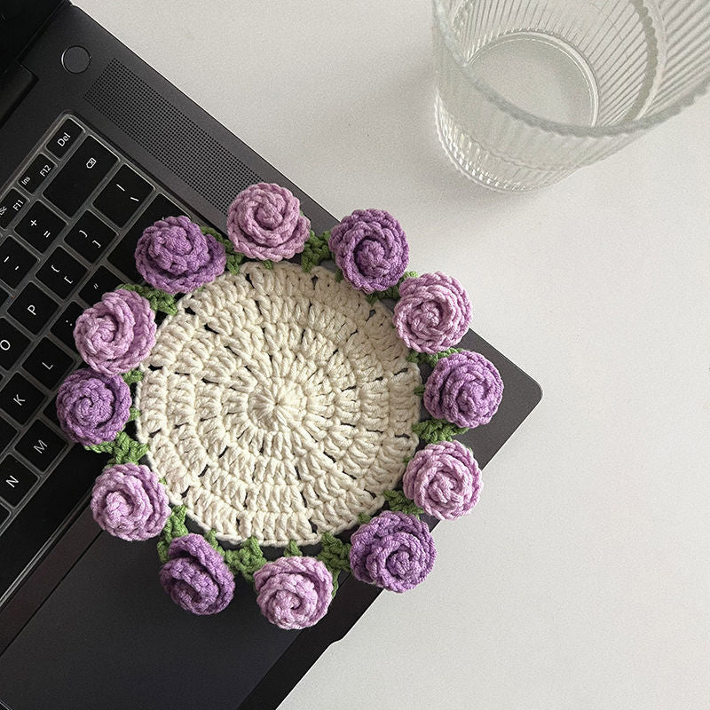 Transformable Floral Crochet Coasters