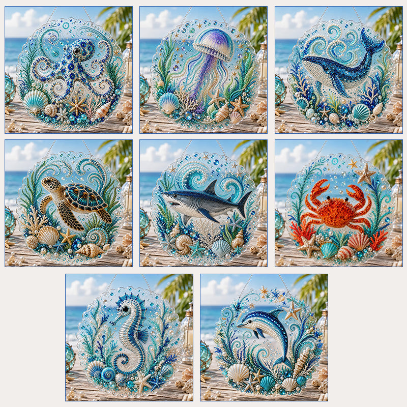 Ocean Dreams Diamond Art Hanging Ornament Kit – DIY Sparkling Coastal Home Decor