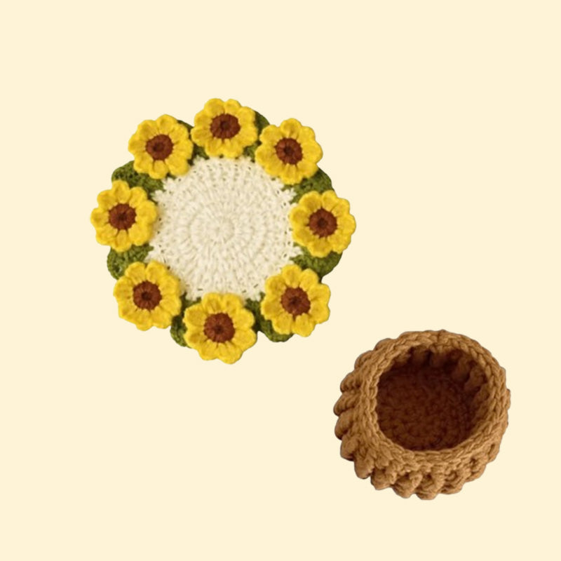 Transformable Floral Crochet Coasters