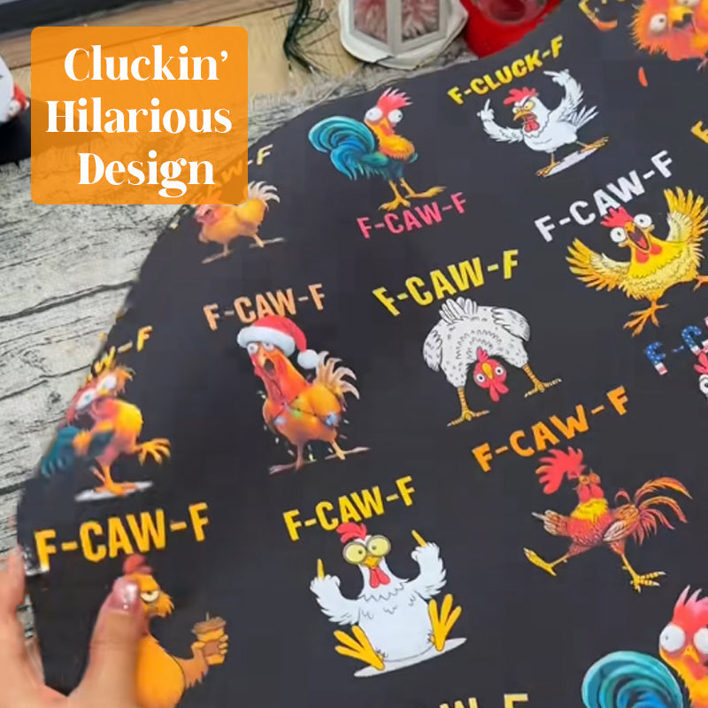 🎄 “F-CAW-F” Funny Chicken Christmas Wrapping Paper 🐔✨
