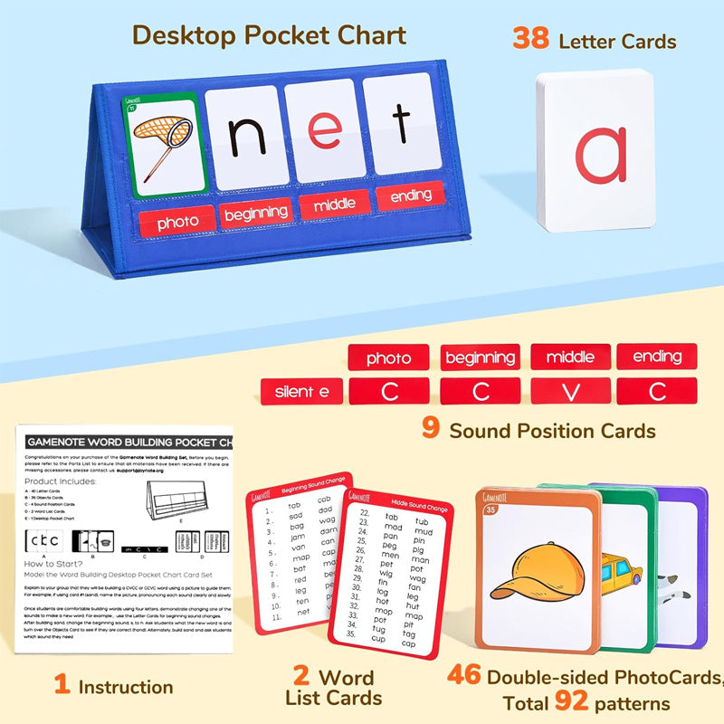 🧩 Word Building Pocket Chart Tent Kit – Hands-On Phonics Fun