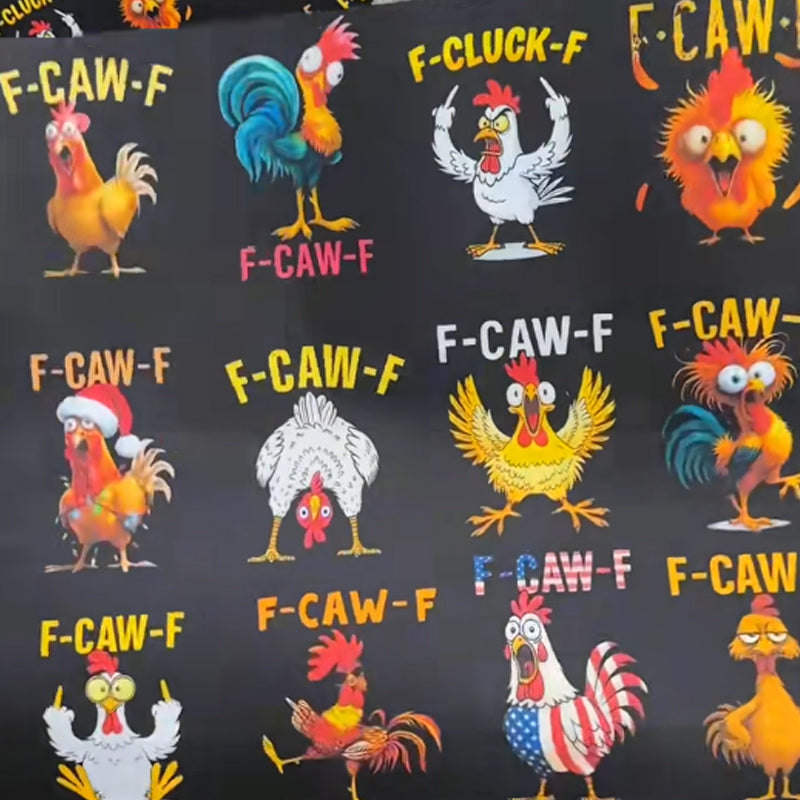 🎄 “F-CAW-F” Funny Chicken Christmas Wrapping Paper 🐔✨