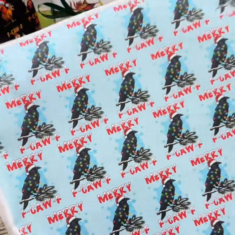 🎄 “F-CAW-F” Funny Chicken Christmas Wrapping Paper 🐔✨