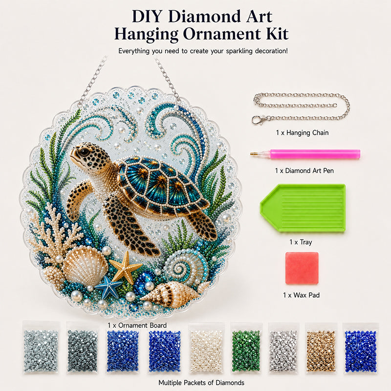 Ocean Dreams Diamond Art Hanging Ornament Kit – DIY Sparkling Coastal Home Decor