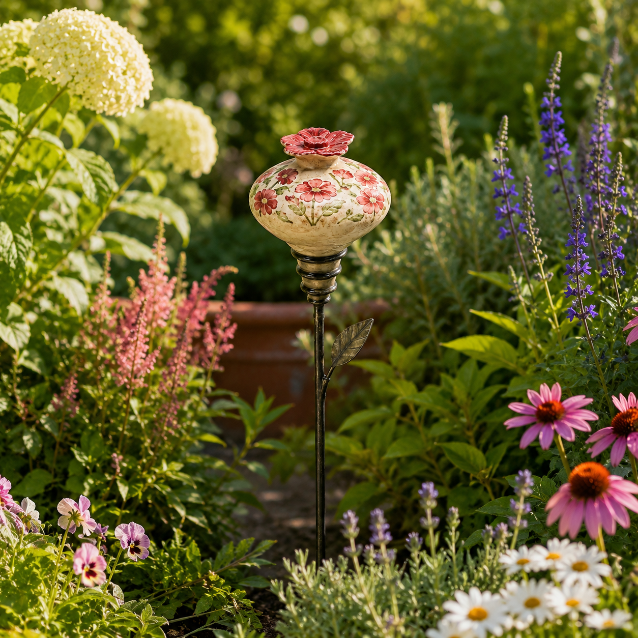 Vintage Hummingbird Garden Feeder Stake
