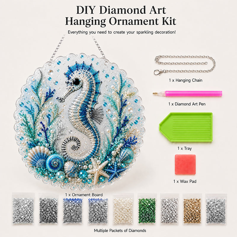 Ocean Dreams Diamond Art Hanging Ornament Kit – DIY Sparkling Coastal Home Decor