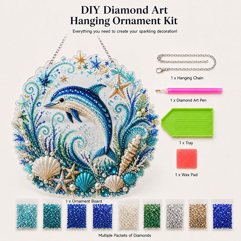 Ocean Dreams Diamond Art Hanging Ornament Kit – DIY Sparkling Coastal Home Decor