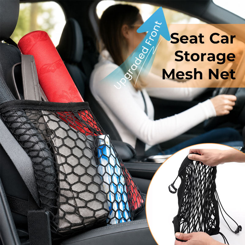 🚗Upgraded Car Seat Storage Mesh Net Organizer – Universal Front Seat Hanging Pocket for Bags, Bottles & Everyday Essentials