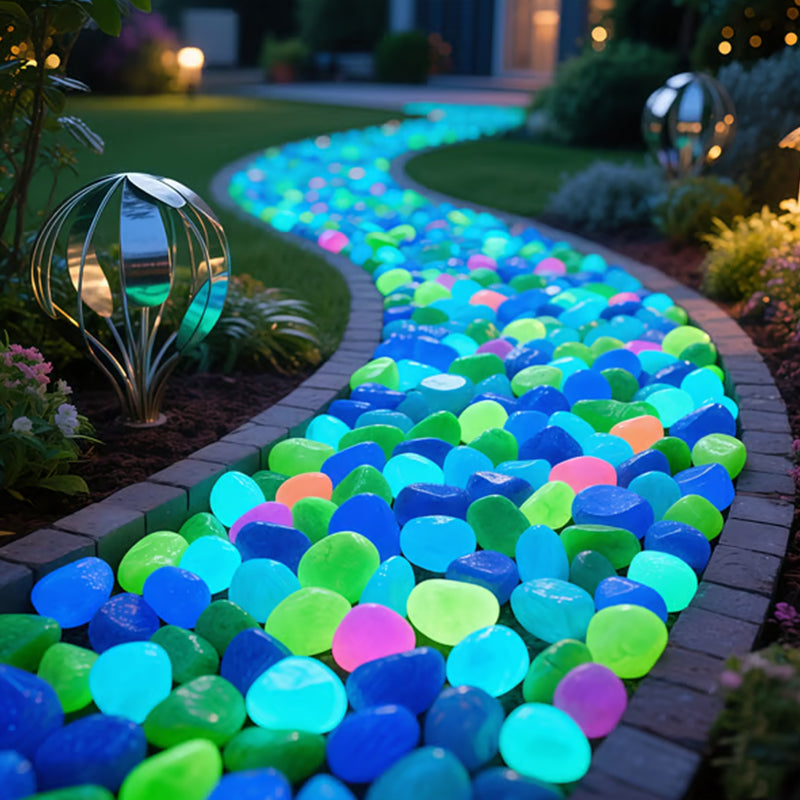💥Glow-in-the-Dark Garden Pebbles – Decorative Outdoor Landscape Stones for Pathways & Flower Beds ✨🌿