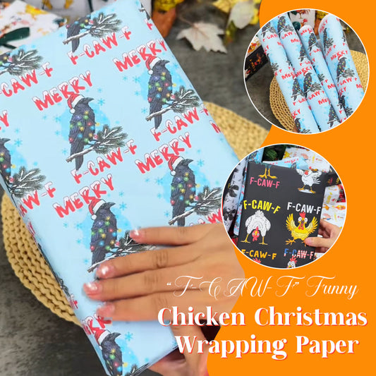 🎄 “F-CAW-F” Funny Chicken Christmas Wrapping Paper 🐔✨