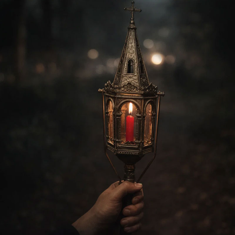 19th Century Antique-Style Hanging Lantern – Vintage Candle Light with Gothic Charm