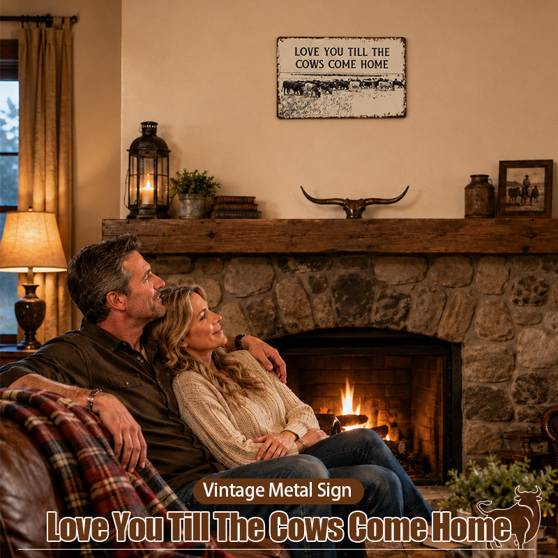 "Love You Till The Cows Come Home" Vintage Metal Sign