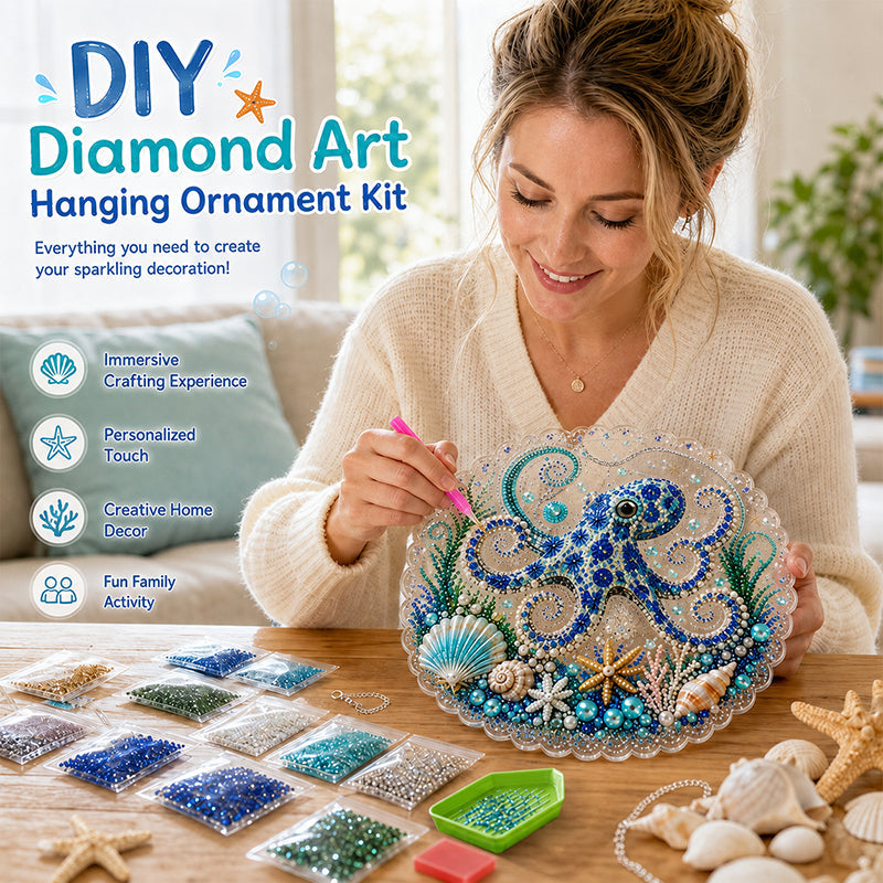 Ocean Dreams Diamond Art Hanging Ornament Kit – DIY Sparkling Coastal Home Decor
