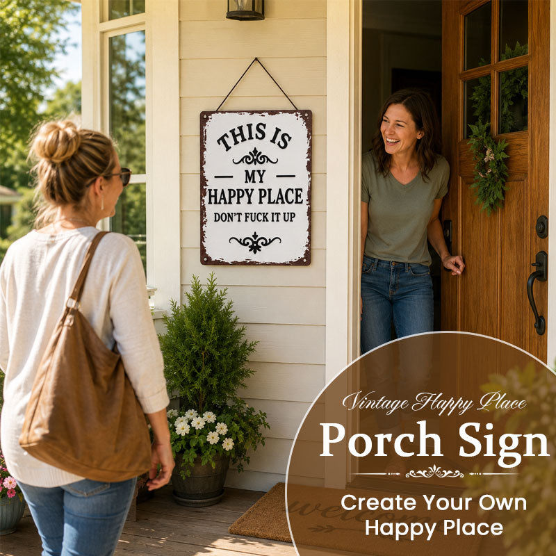 Vintage Happy Place Porch Sign