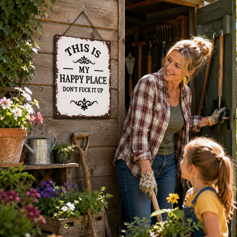 Vintage Happy Place Porch Sign