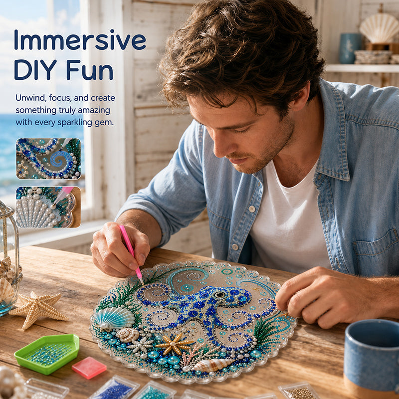 Ocean Dreams Diamond Art Hanging Ornament Kit – DIY Sparkling Coastal Home Decor