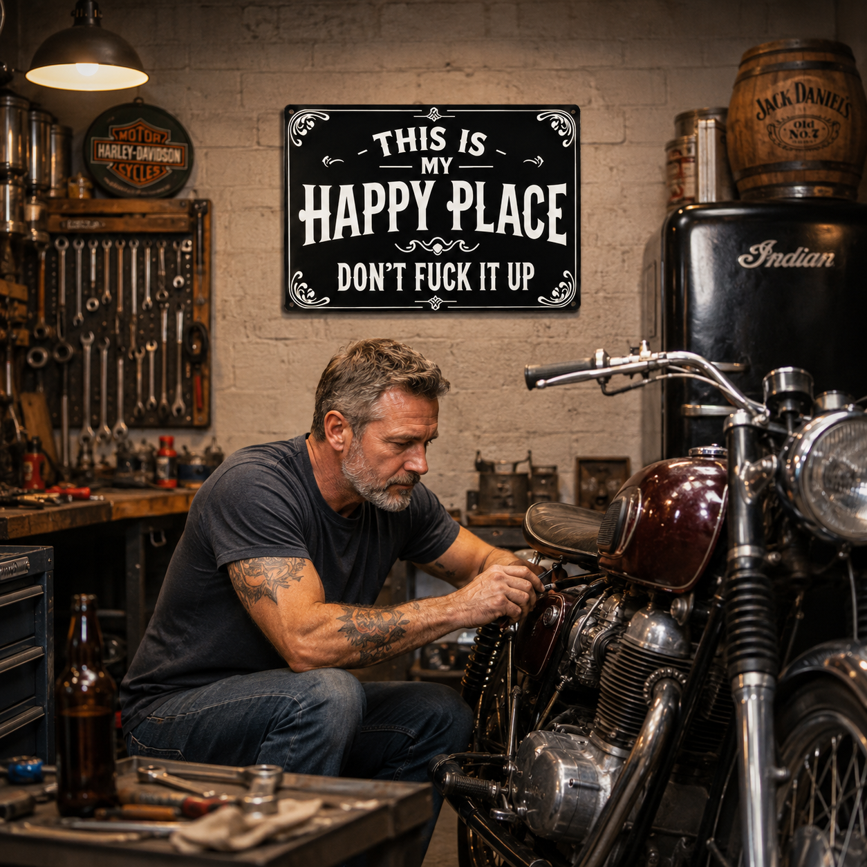 My Happy Place Warning Metal Sign