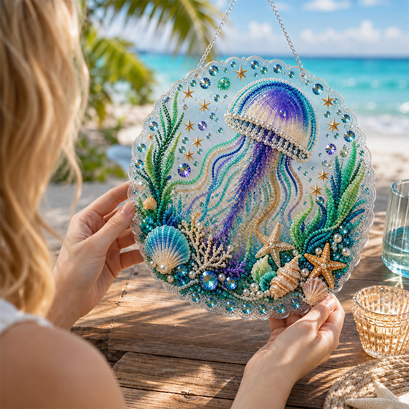 Ocean Dreams Diamond Art Hanging Ornament Kit – DIY Sparkling Coastal Home Decor