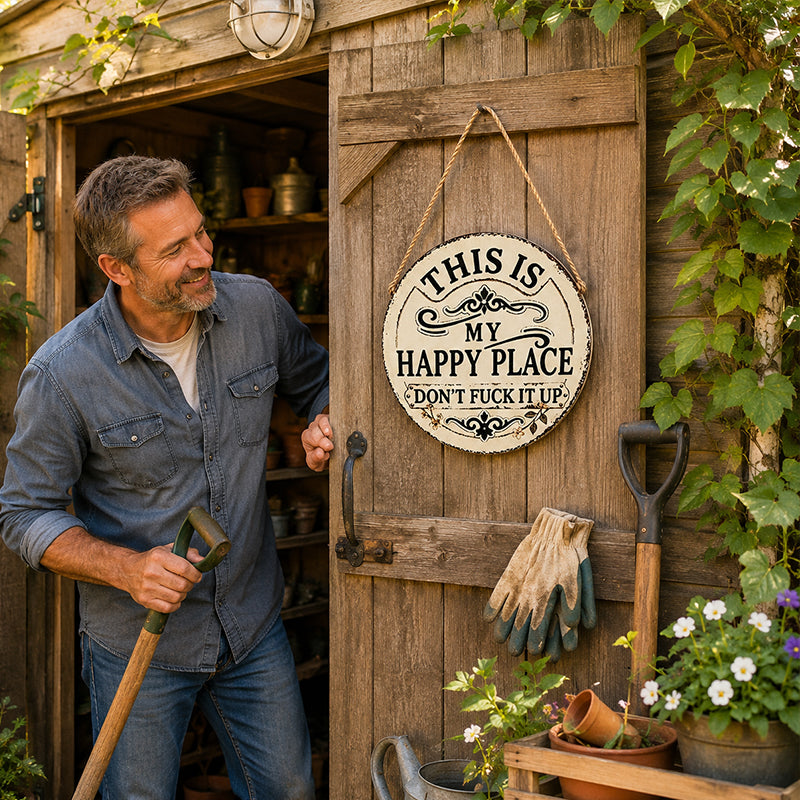 This Is My Happy Place Vintage Metal Hanging Sign
