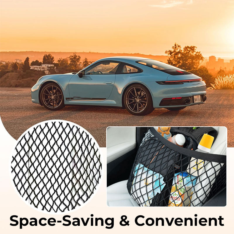 🚗Upgraded Car Seat Storage Mesh Net Organizer – Universal Front Seat Hanging Pocket for Bags, Bottles & Everyday Essentials