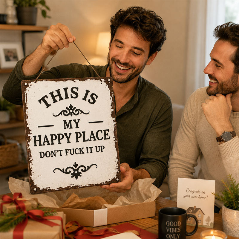 Vintage Happy Place Porch Sign