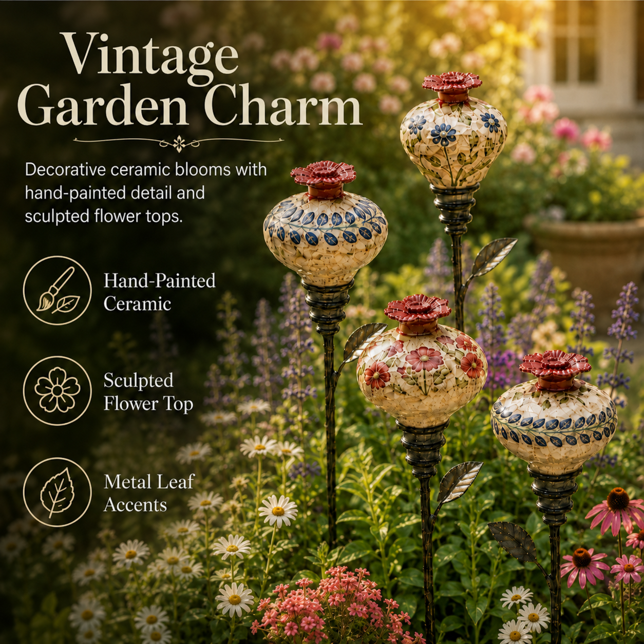 Vintage Hummingbird Garden Feeder Stake