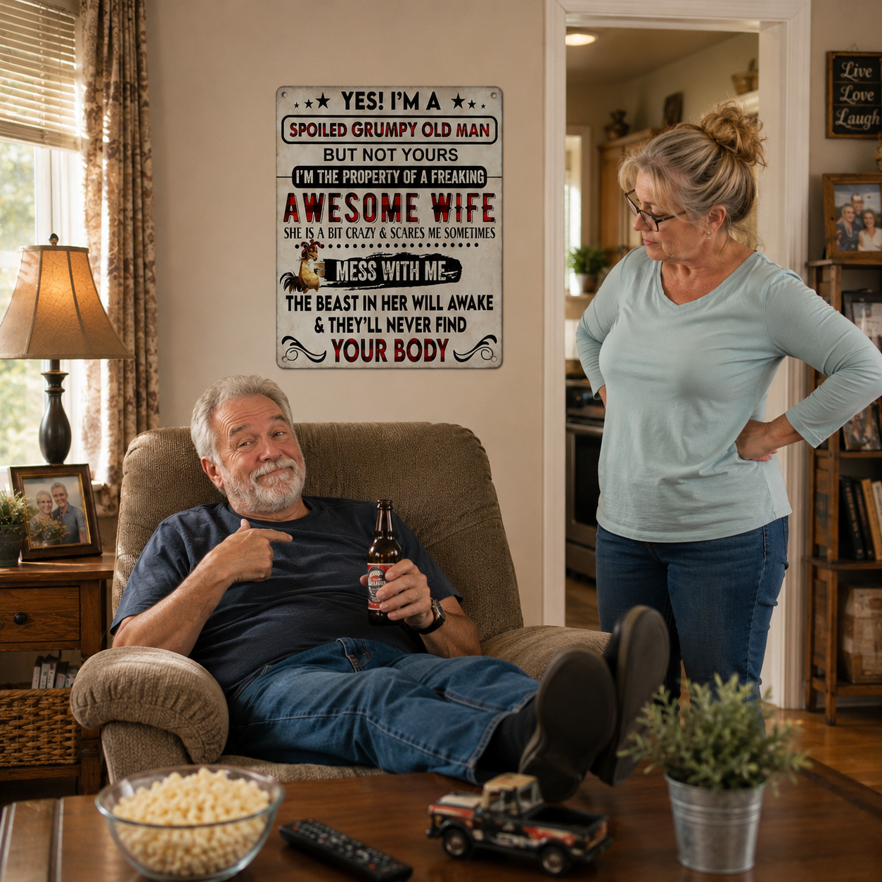 Spoiled Grumpy Old Man Metal Sign