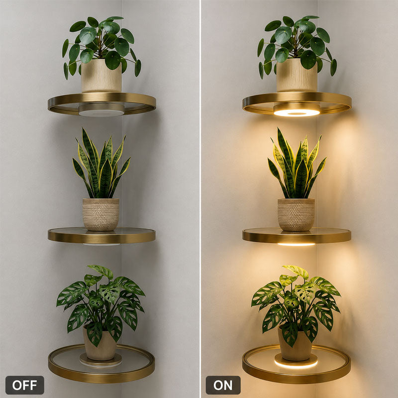 Illuminated Floating Corner Shelf