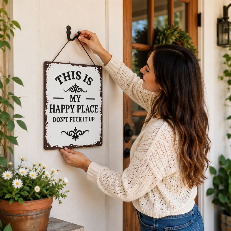 Vintage Happy Place Porch Sign