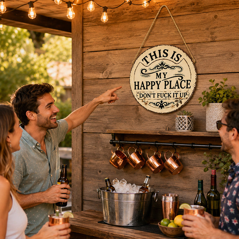 This Is My Happy Place Vintage Metal Hanging Sign