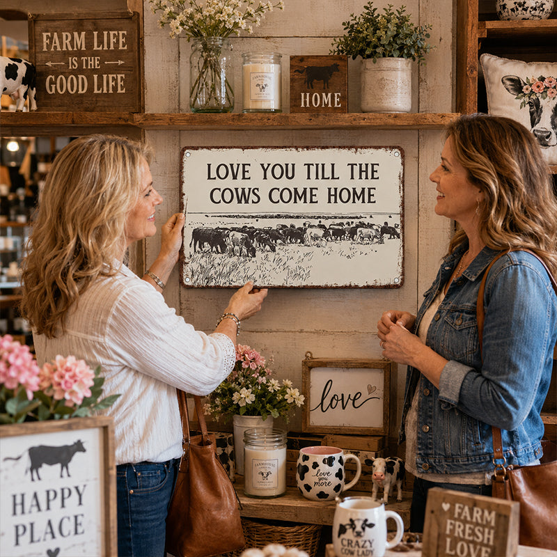 "Love You Till The Cows Come Home" Vintage Metal Sign
