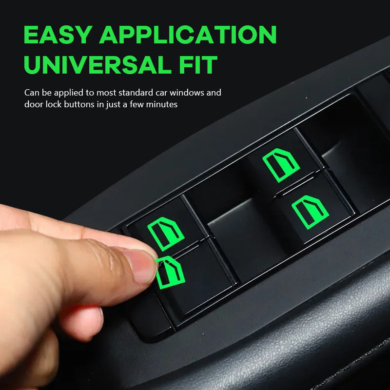 Car Window Lift Switch Luminous Stickers - Colorful Night Glow Warning Button Decal