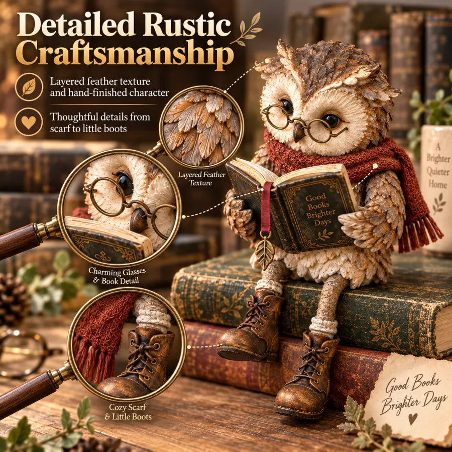 Reading Owl Figurine