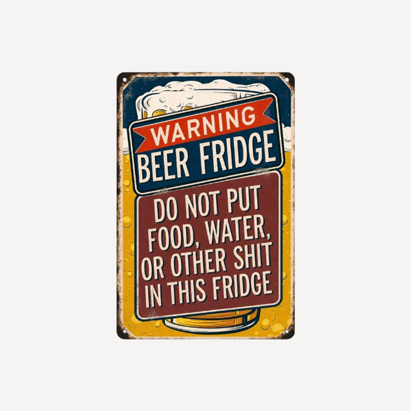 Vintage Warning Refrigerator Metal Sign ⚠🧲✨