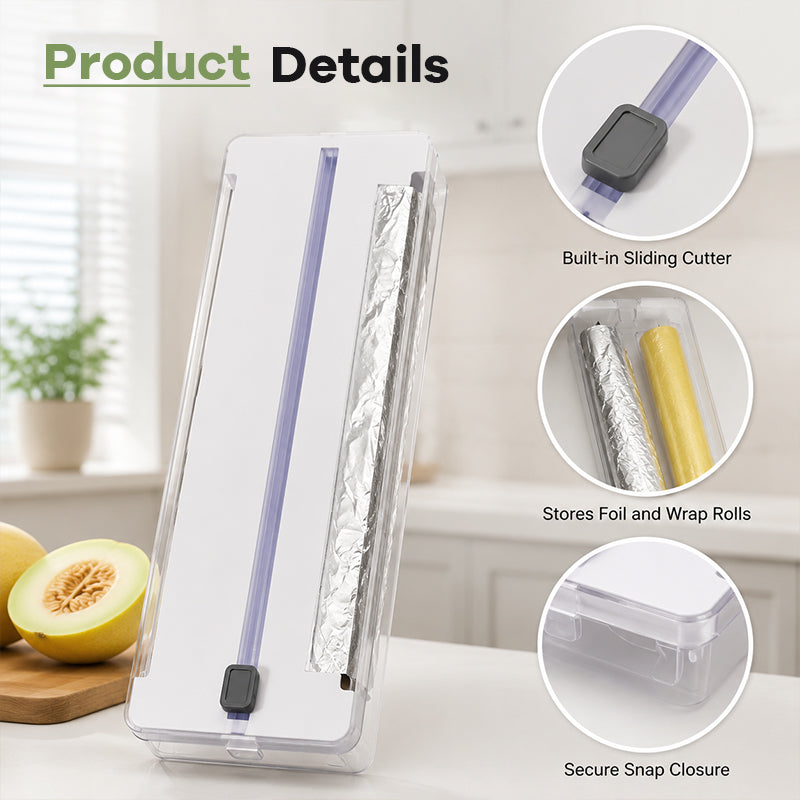 Kitchen Aluminum Foil Paper Plastic Wrap Storage Cutting Box