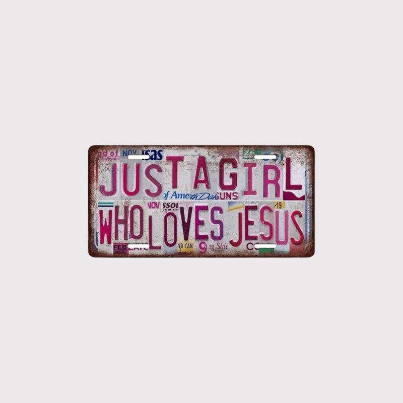 "Just A Girl Who Loves Jesus" Vintage Wall Sign