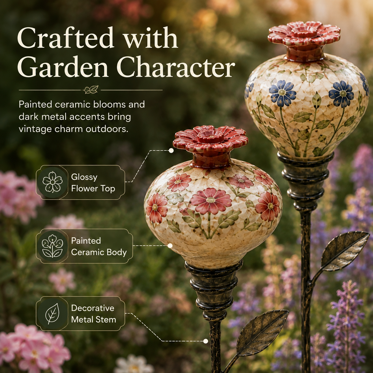 Vintage Hummingbird Garden Feeder Stake