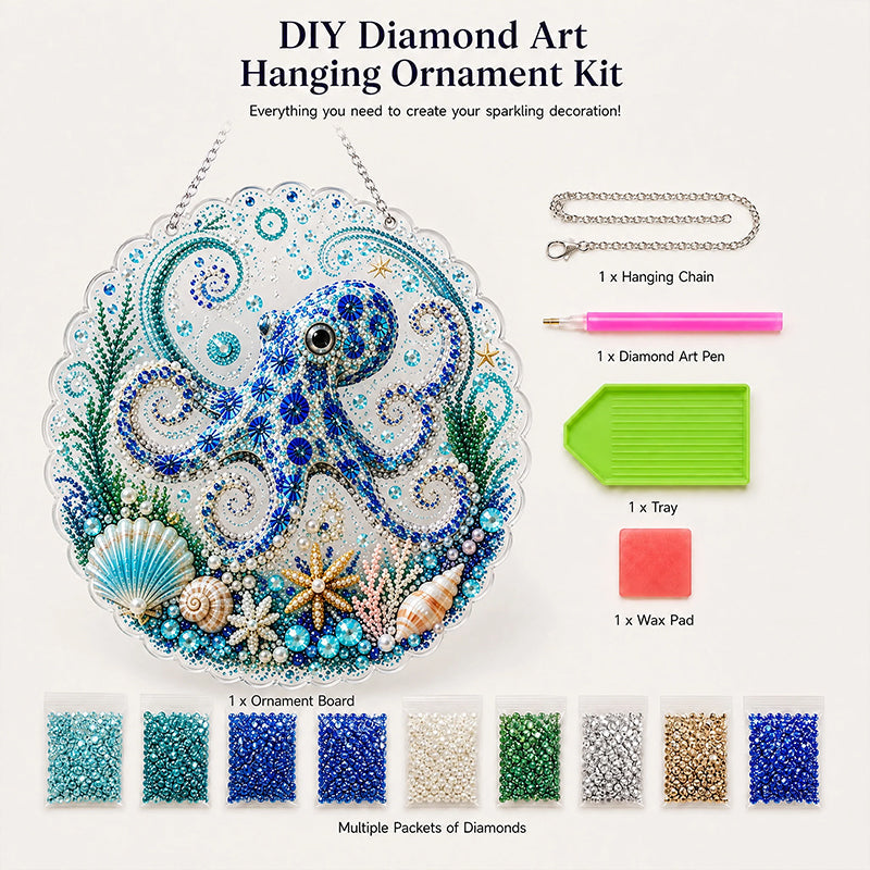 Ocean Dreams Diamond Art Hanging Ornament Kit – DIY Sparkling Coastal Home Decor