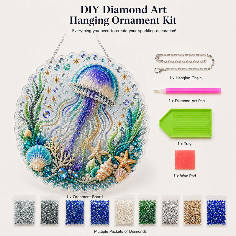 Ocean Dreams Diamond Art Hanging Ornament Kit – DIY Sparkling Coastal Home Decor
