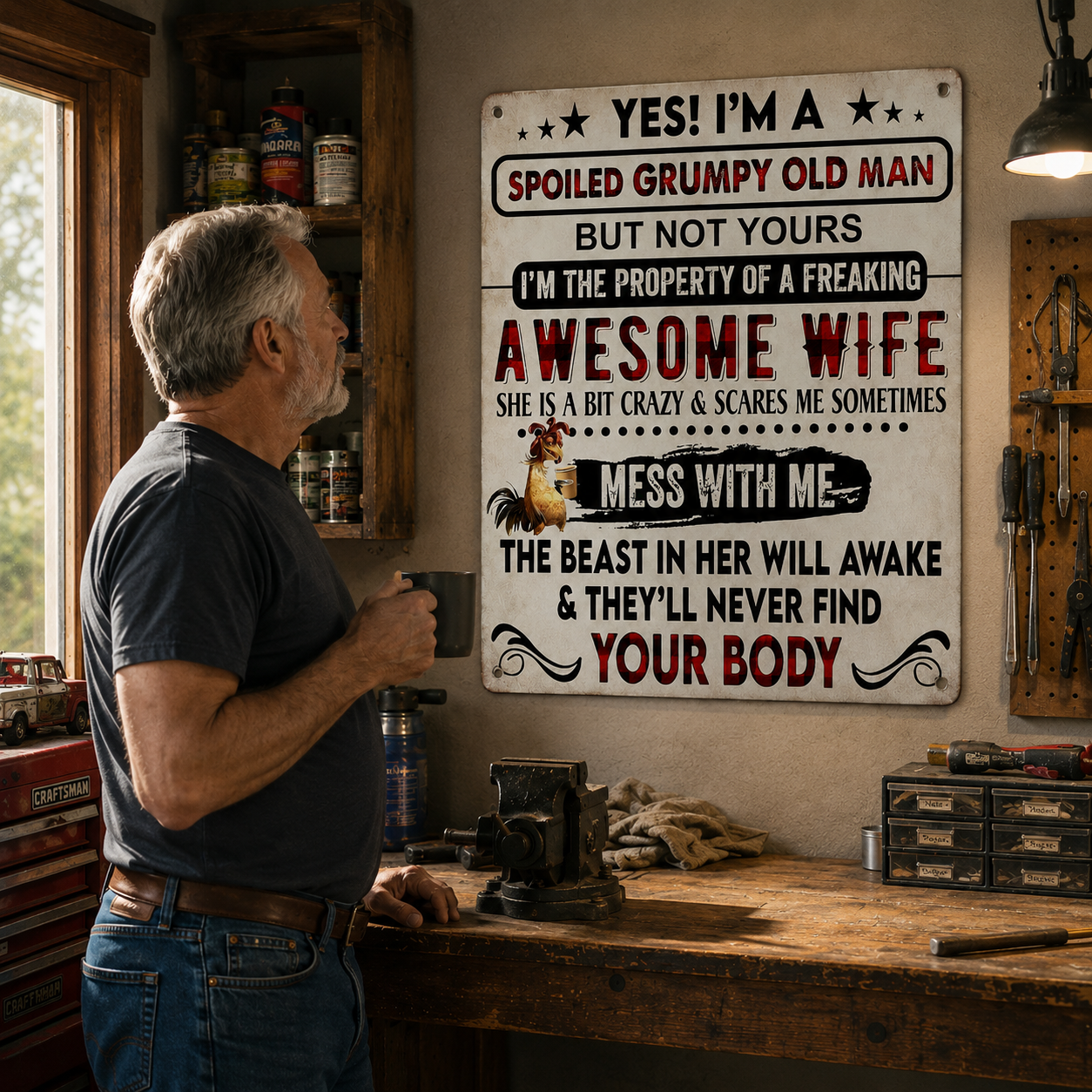 Spoiled Grumpy Old Man Metal Sign